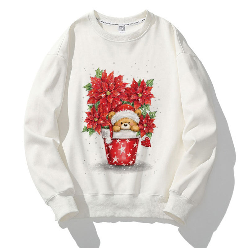 Happy 2021 Christmas O-Neck White Sweater M