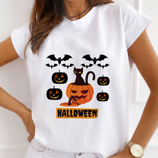 I Love Halloween Ladies White T-Shirt O