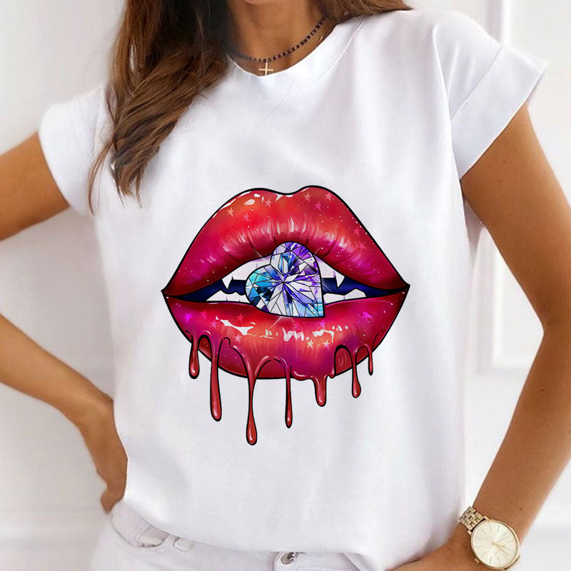 Style X: Sexy Lips Women White T-Shirt