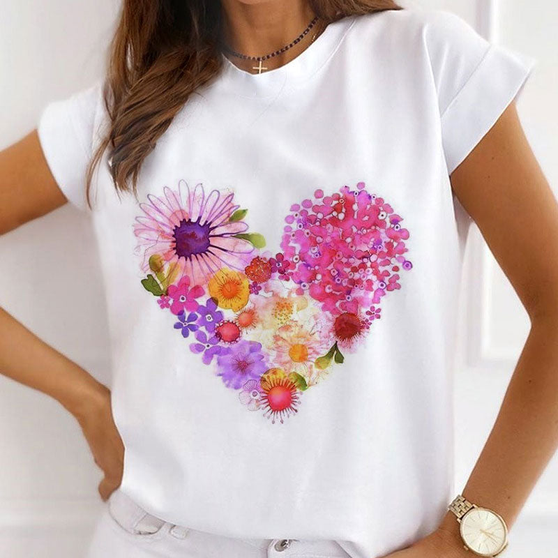 The Flower Is Full Of Love Femal White T-Shirt D