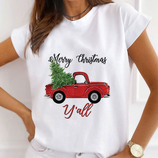 Merry Christmas Ladies White T-Shirt U