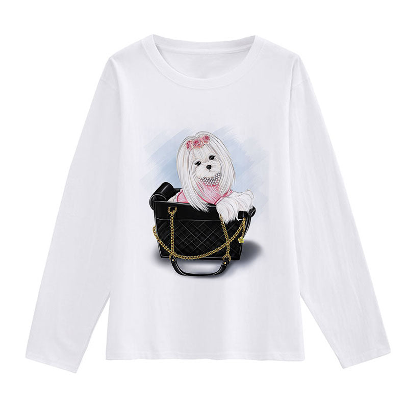 I Love Puppy Women White T-Shirt F