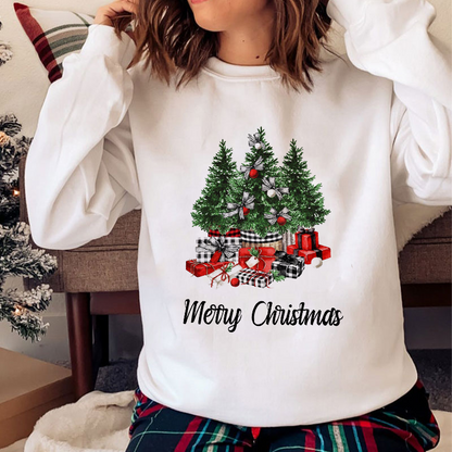 Hello 2021 Christmas O-Neck White Sweater V