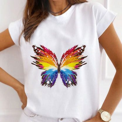 Style Z :   Pretty Butterfly Women White T-Shirt