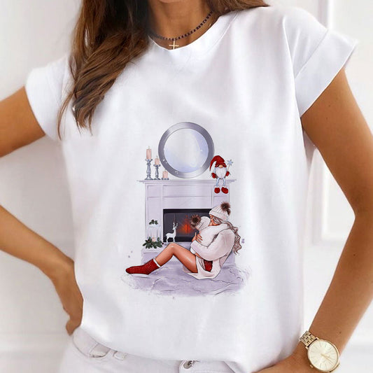 Hello Christmas Women White T-Shirt N