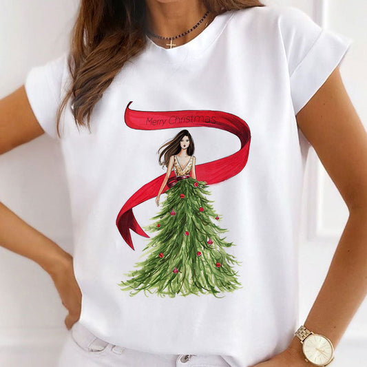 Merry Christmas Ladies White T-Shirt W