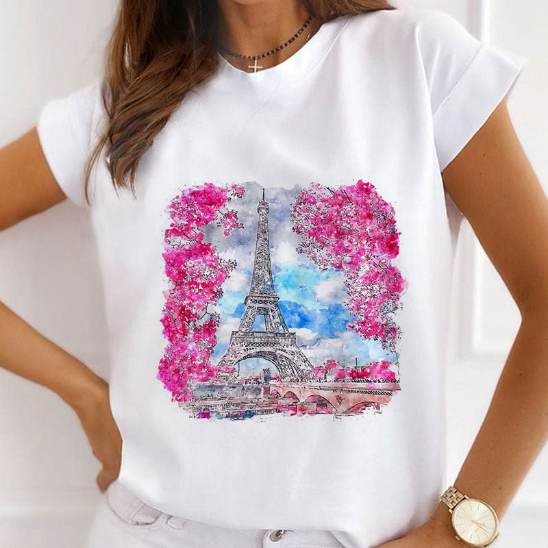 Style I :   Beautiful Paris Women White T-Shirt