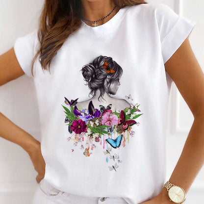 Butterfly White T-Shirt Women H