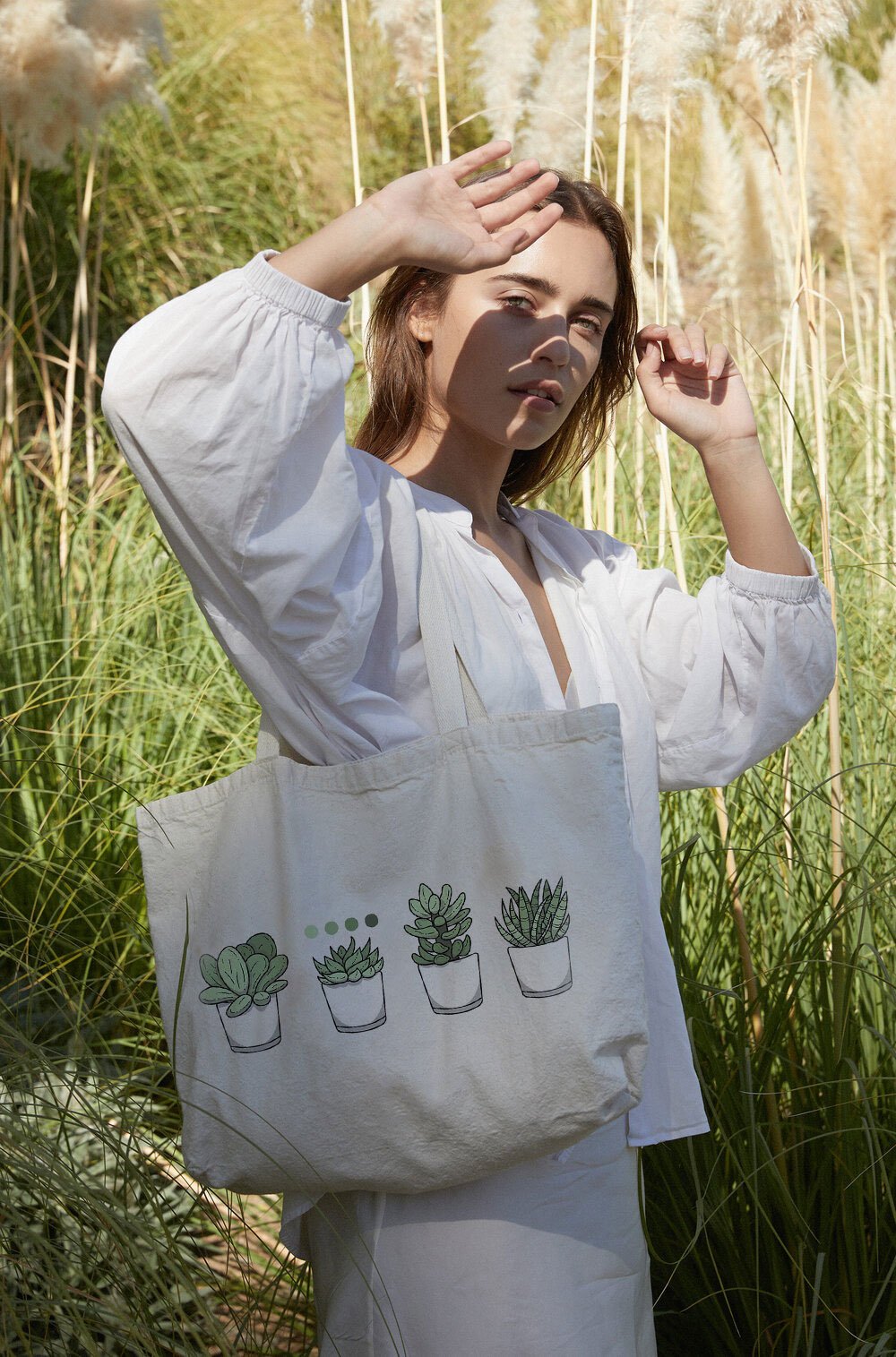 FOUR CACTUSES CANVAS BAG