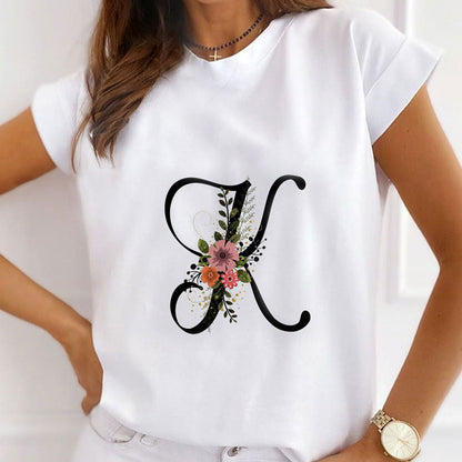 Style Y :   The Flower Is Full Of Love Femal White T-Shirt