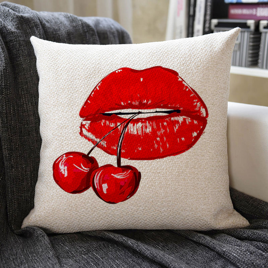 Sexy Red Lips Linen Pillowcase