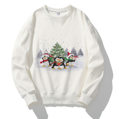 Lovely Christmas O-Neck White Sweater L