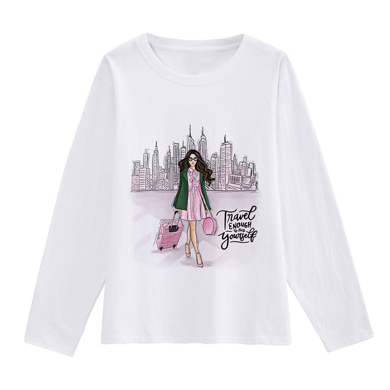 Travel To Different Cities Women White T-Shirt M