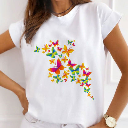 Style C:   Pretty Butterfly Women White T-Shirt