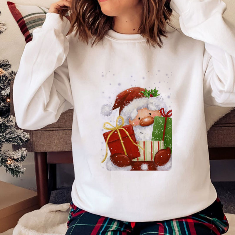 Jolly Christmas O-Neck White Sweater D