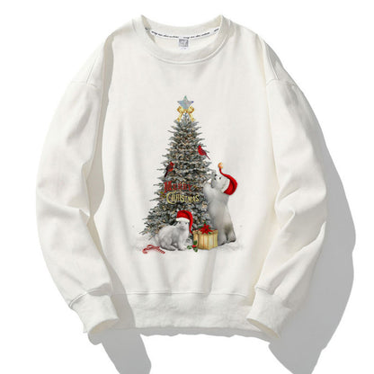 Happy 2021 Christmas O-Neck White Sweater Q