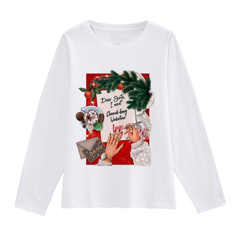 Hello Christmas Women White T-Shirt E