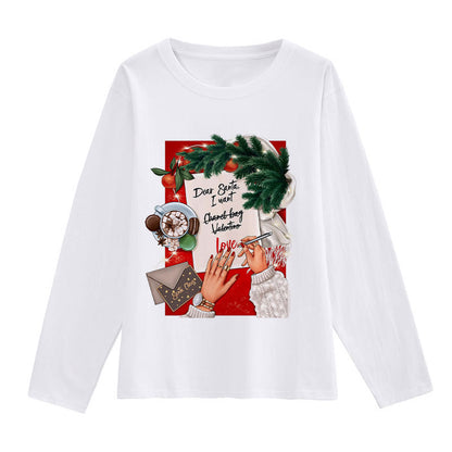 Hello Christmas Women White T-Shirt E
