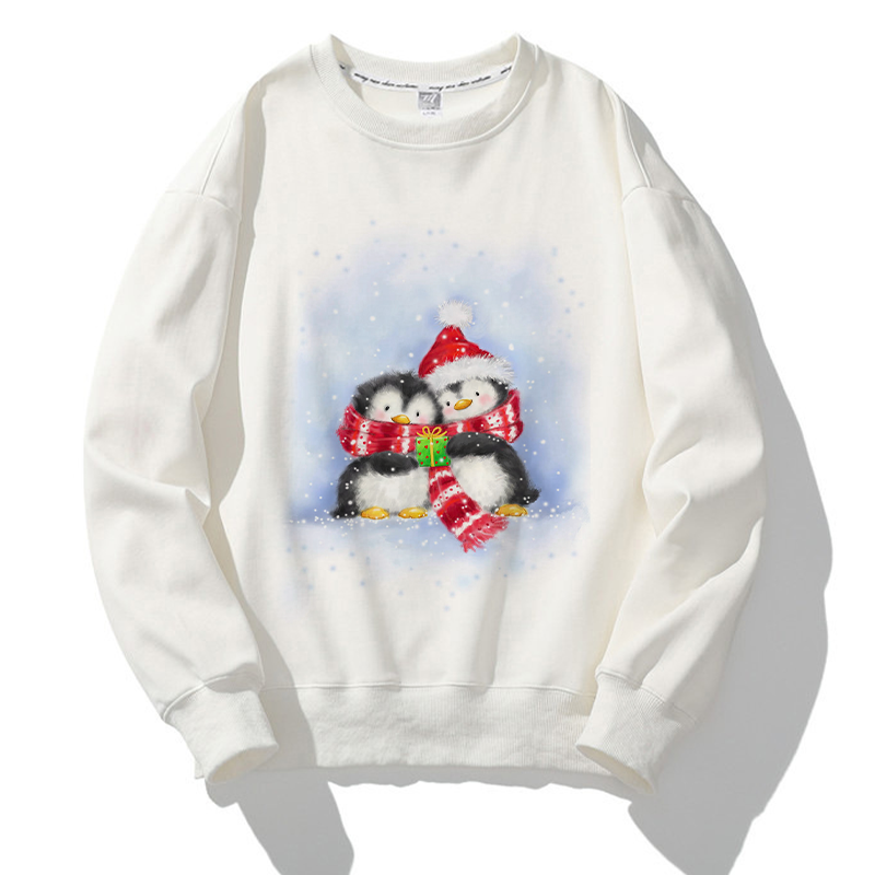 Lovely Christmas O-Neck White Sweater M