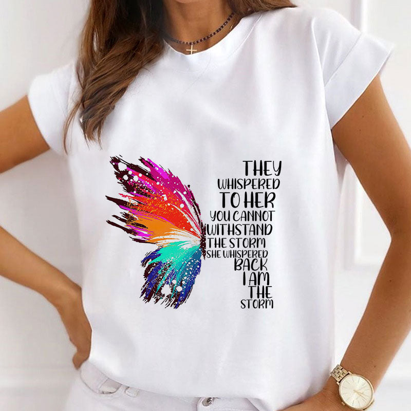 Beautiful Butterfly White T-Shirt For Women A