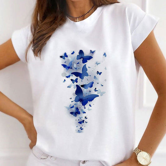 Style P :   Pretty Butterfly Women White T-Shirt