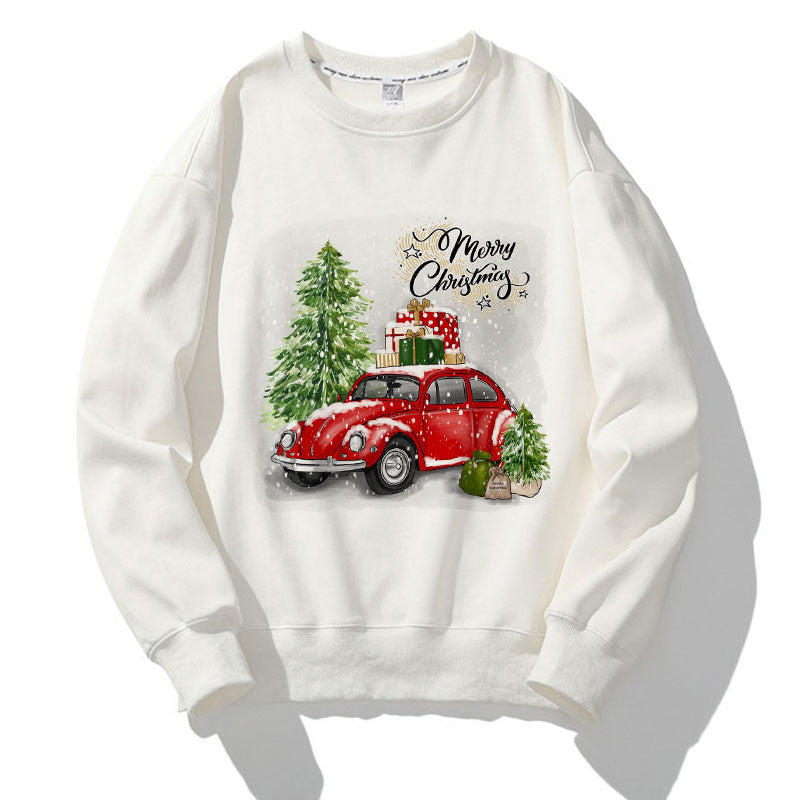 Happy 2021 Christmas O-Neck White Sweater U