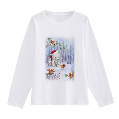 2021 Beautiful Christmas Ladies White T-Shirt B
