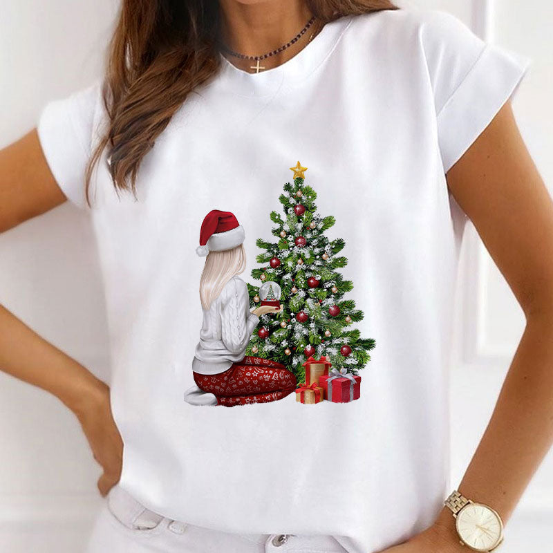 Hello Christmas Women White T-Shirt P