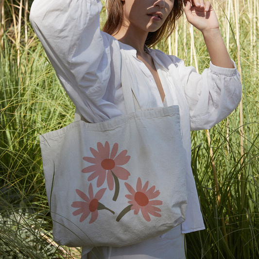 PINK DAISY CANVAS BAG