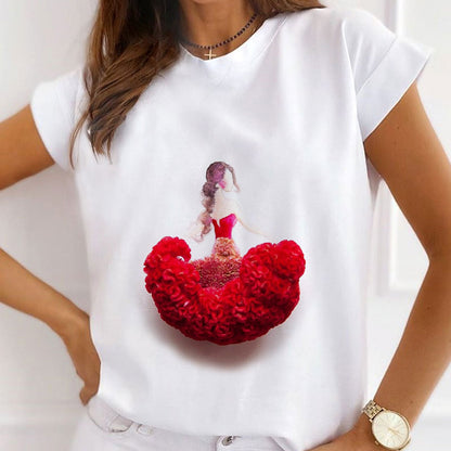 The Flower Is Full Of Love Women White T-Shirt E