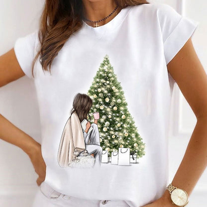 Merry Christmas Women White T-Shirt J