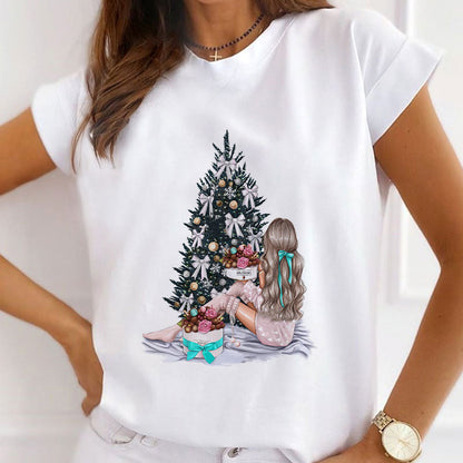 Hello Christmas Women White T-Shirt Q