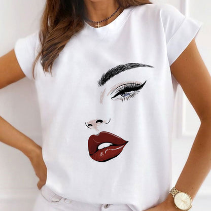 Makeup Makes You Delicate Female White T-shirt E
