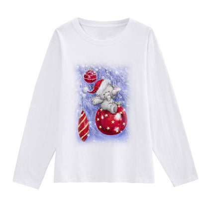 2021 Christmas Fashion Women White T-Shirt V