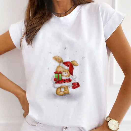 HAPPY 2021 Christmas Ladies White T-Shirt E