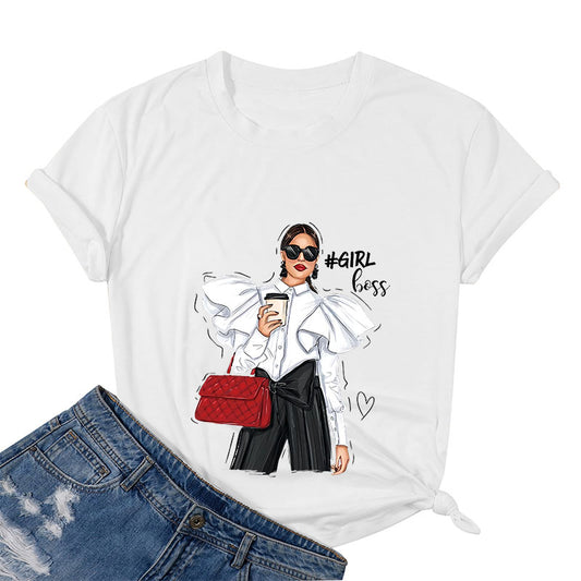 Girl Boss With Coffee Cotton Tee