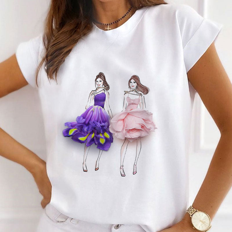 Style F£º A Flower For You Women White T-Shirt