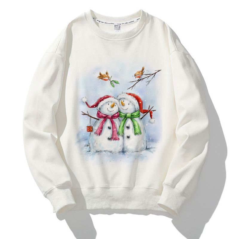 Lovely Christmas O-Neck White Sweater R