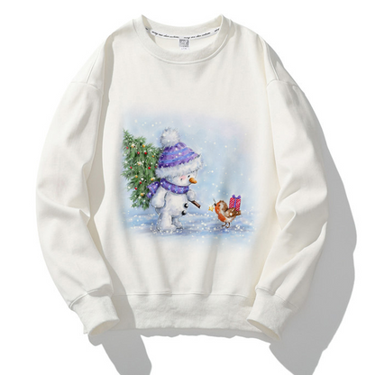 Lovely Christmas O-Neck White Sweater A