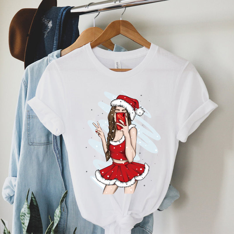 2022 Merry Christmas Girl White T-Shirts