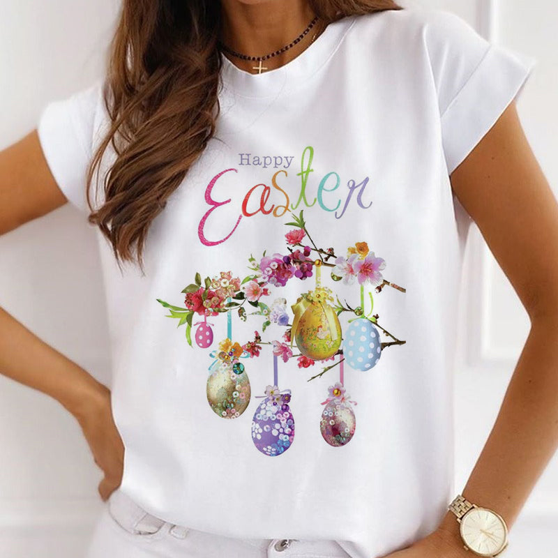 Style B :   Happy Easter Femal White T-Shirt