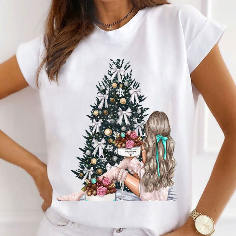 Merry Christmas Women White T-Shirt A