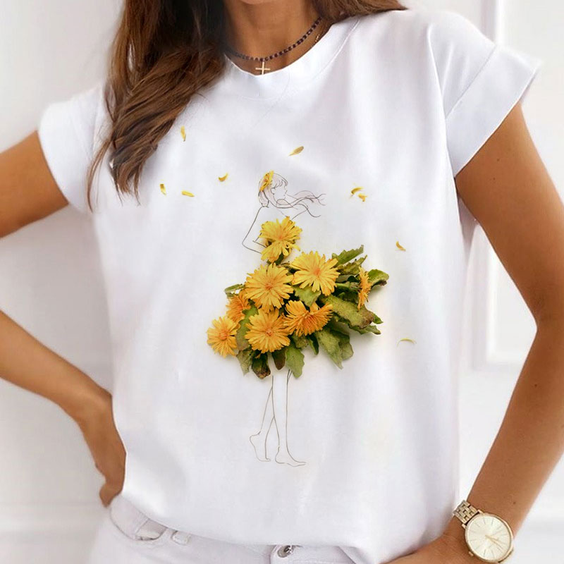 Style Y£ºBloom Like A Flower Women White T-Shirt