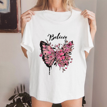 Beautiful Butterfly White T-Shirt For Women Q
