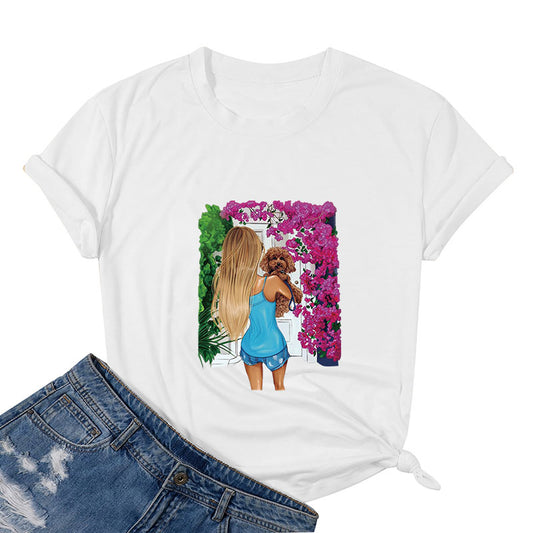 Toy Poodle with His Garden Cotton Tee