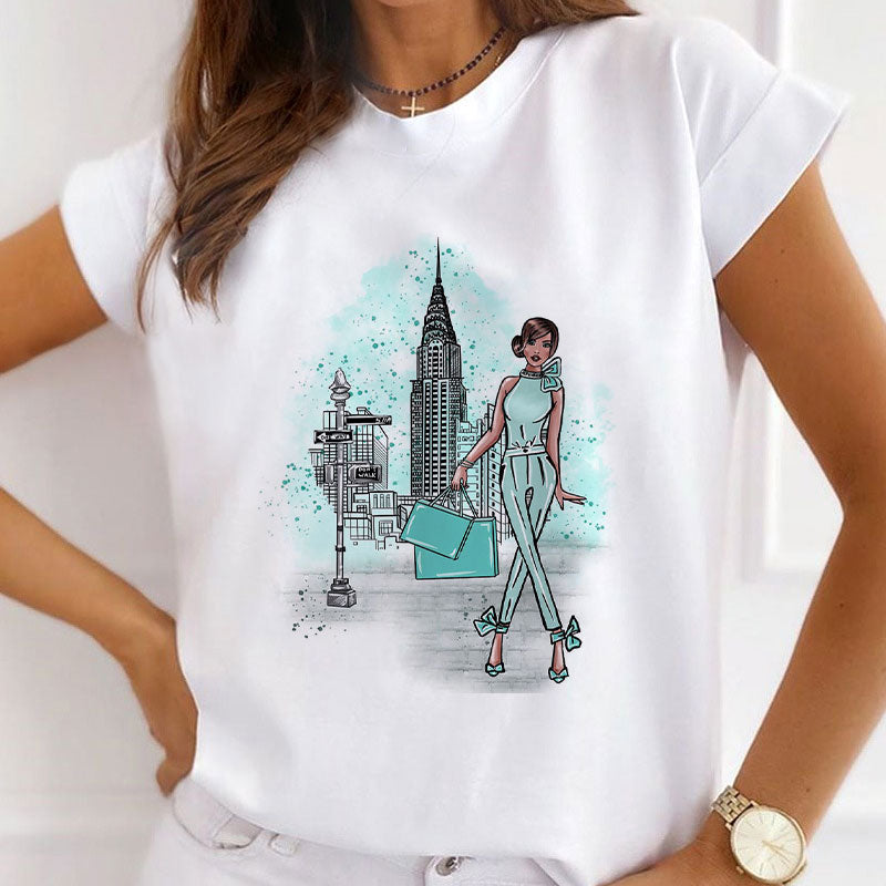 Style A£º Happiness Is Simple Women White T-Shirt