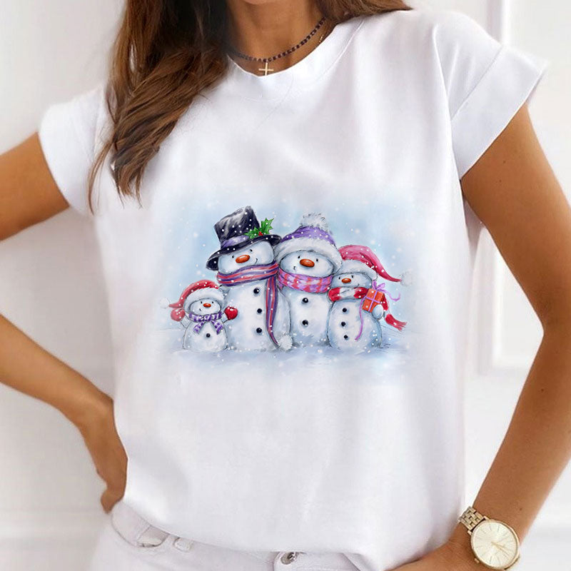 2021 Christmas Fashion White T-Shirt O