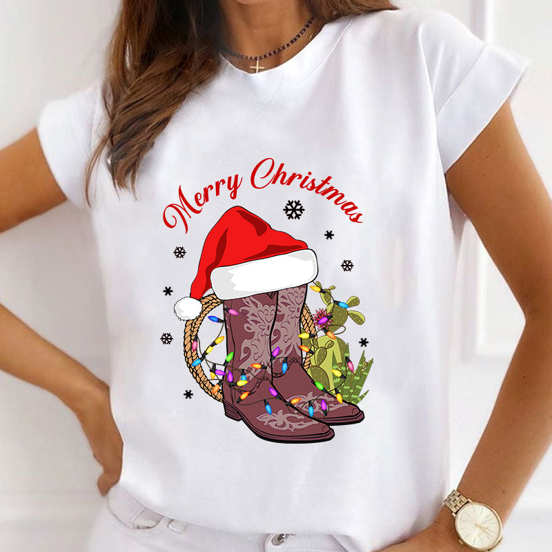 Christmas Boots White T-Shirts