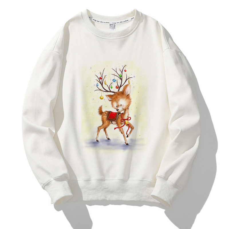 Lovely Christmas O-Neck White Sweater N