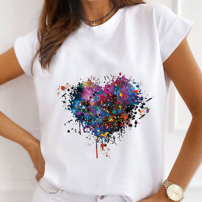 Style G:  Colorful Heart Women White T-Shirt